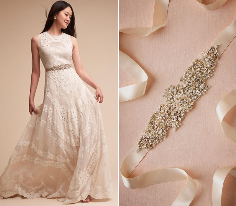 vestido de noiva com cinto de perola